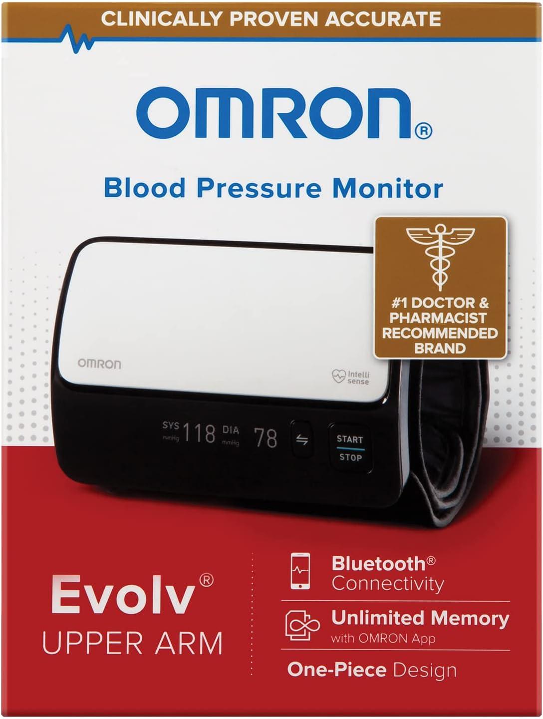  OMRON Evolv Bluetooth Wireless Upper Arm Blood Pressure Monitor  with Portable, One-piece Design – Works with Alexa : Health & Household