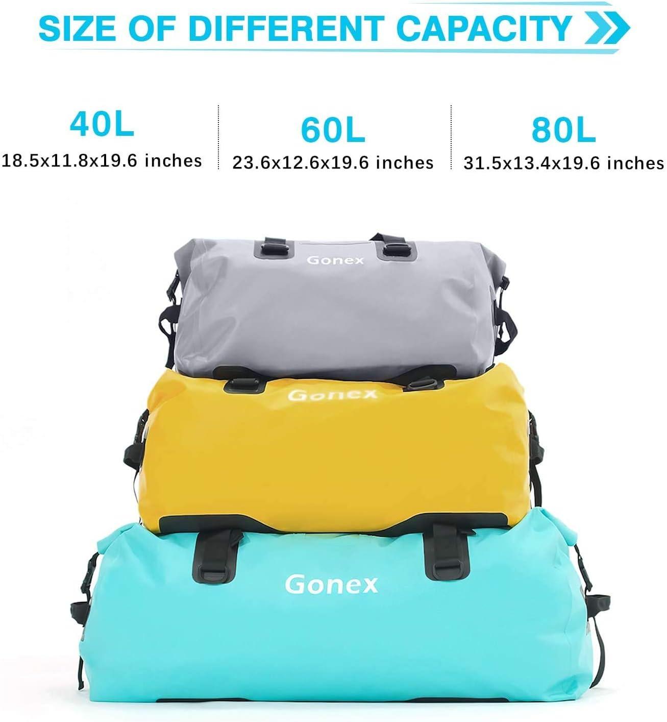 Gonex 60L 80L Extra Large Waterproof Duffle Travel Dry Duffel Bag Heavy  Duty Bag with Durable Straps & Handles for Kayaking Paddleboarding Boating  Rafting Fishing Gray 80L