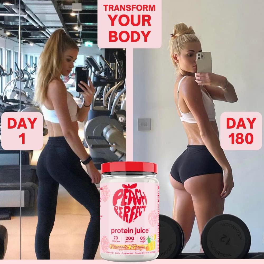 Peach Perfect Protein Juice  Protein Powder for Women Muscle builder &  Weight Management Pineapple Mango Meal Replacement Shake Protein Water  Clear Whey Booty Building protein powder 15 SVG