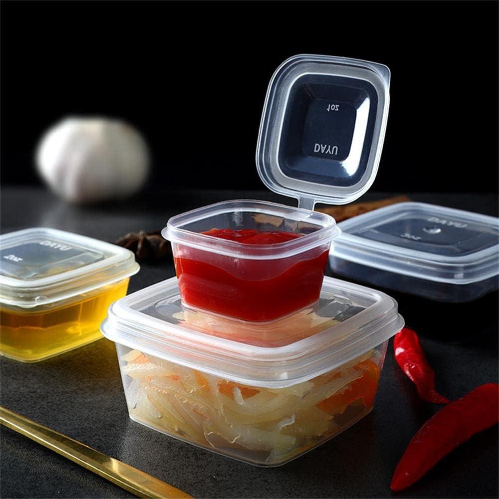 MIUPOO Leak Proof Square Sauce Cup,Plastic Souffle Cups,Disposable