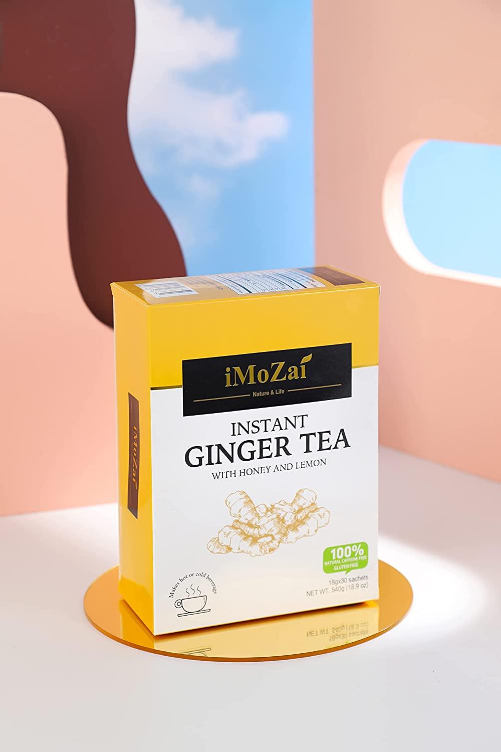 Imozai Instant Ginger Tea With Honey Crystals (Lemon Flavor, 30 Sachets