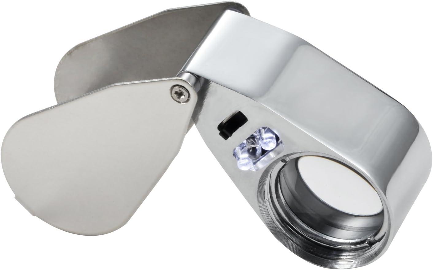MSLAN 40X Full Metal Illuminated Jewelers Magnifier Pocket Folding