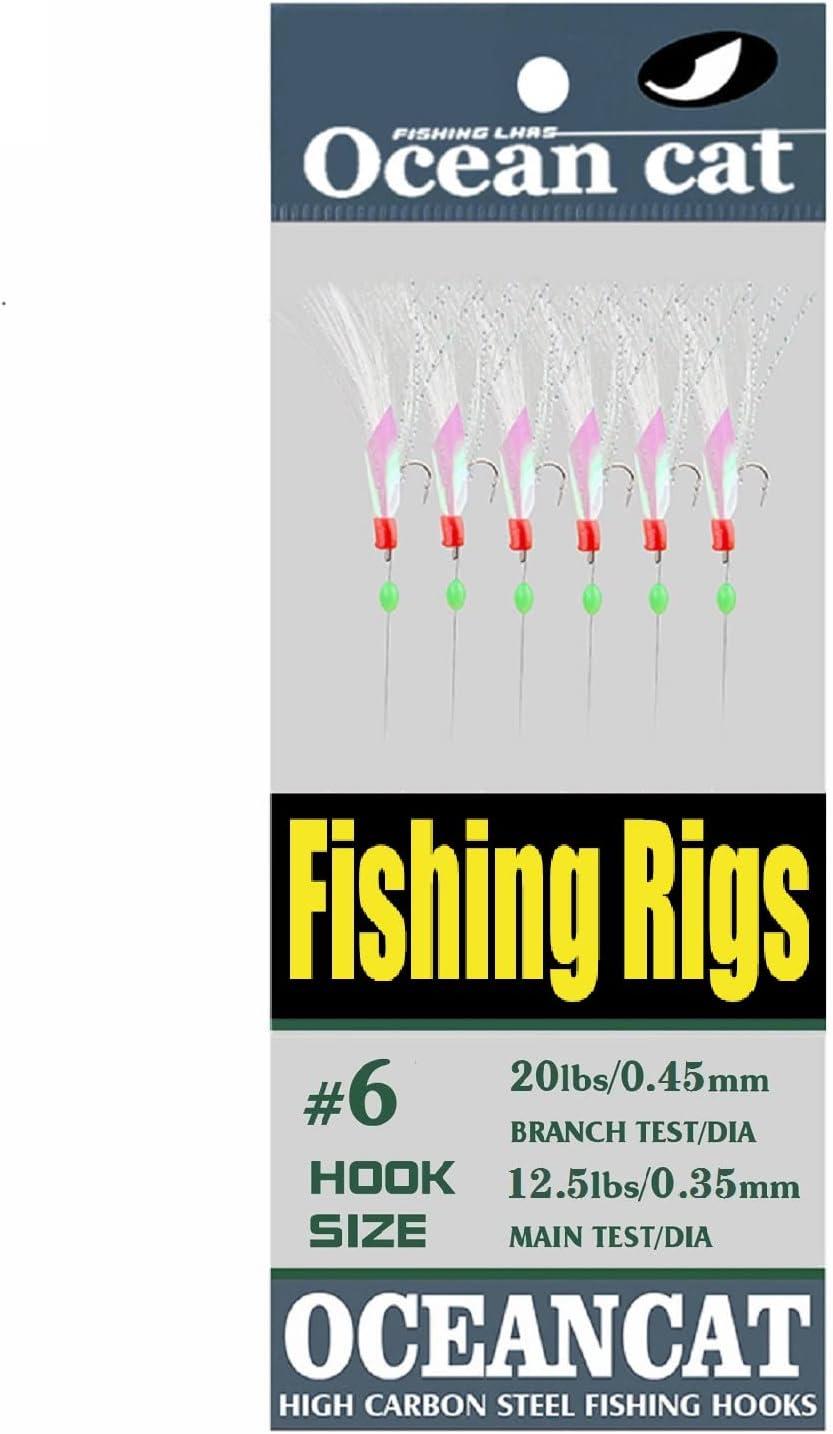 5/10/25/50/100 Packs Fishing Rigs 6 Hook/Set Rainbow Skin Silk