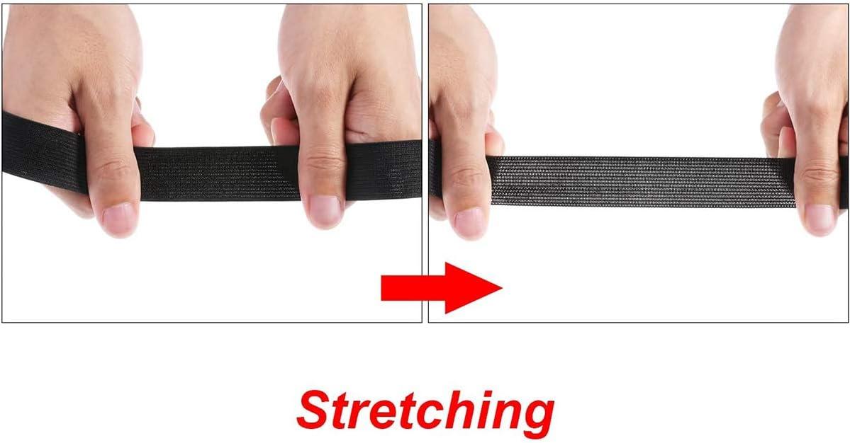 HANFINEE 1-1/2 inch Wide Sew on Elastic Band Knitted Elastic with Heavy Stretch for Sewing Crafts DIY,Waistband,Bedspread,Cuff (Black,15 Yards)