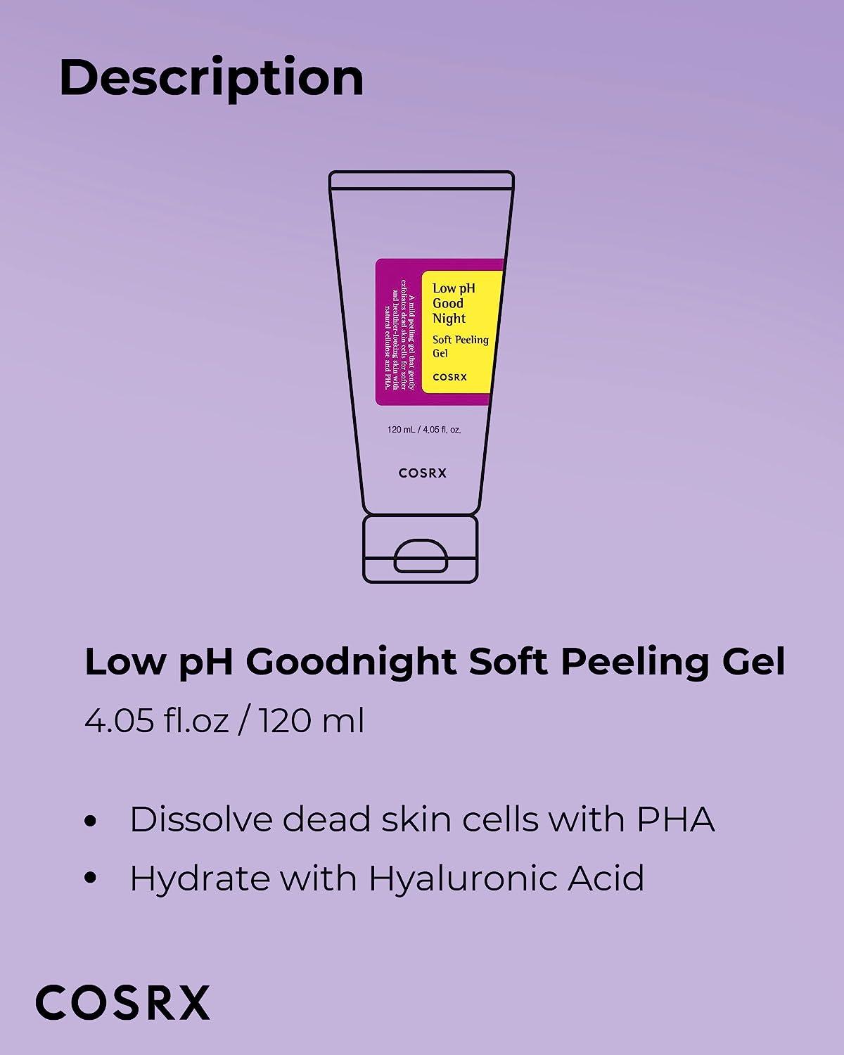 COSRX Low pH Good Night Soft Peeling Gel, 4.05 fl oz / 120ml Mildly