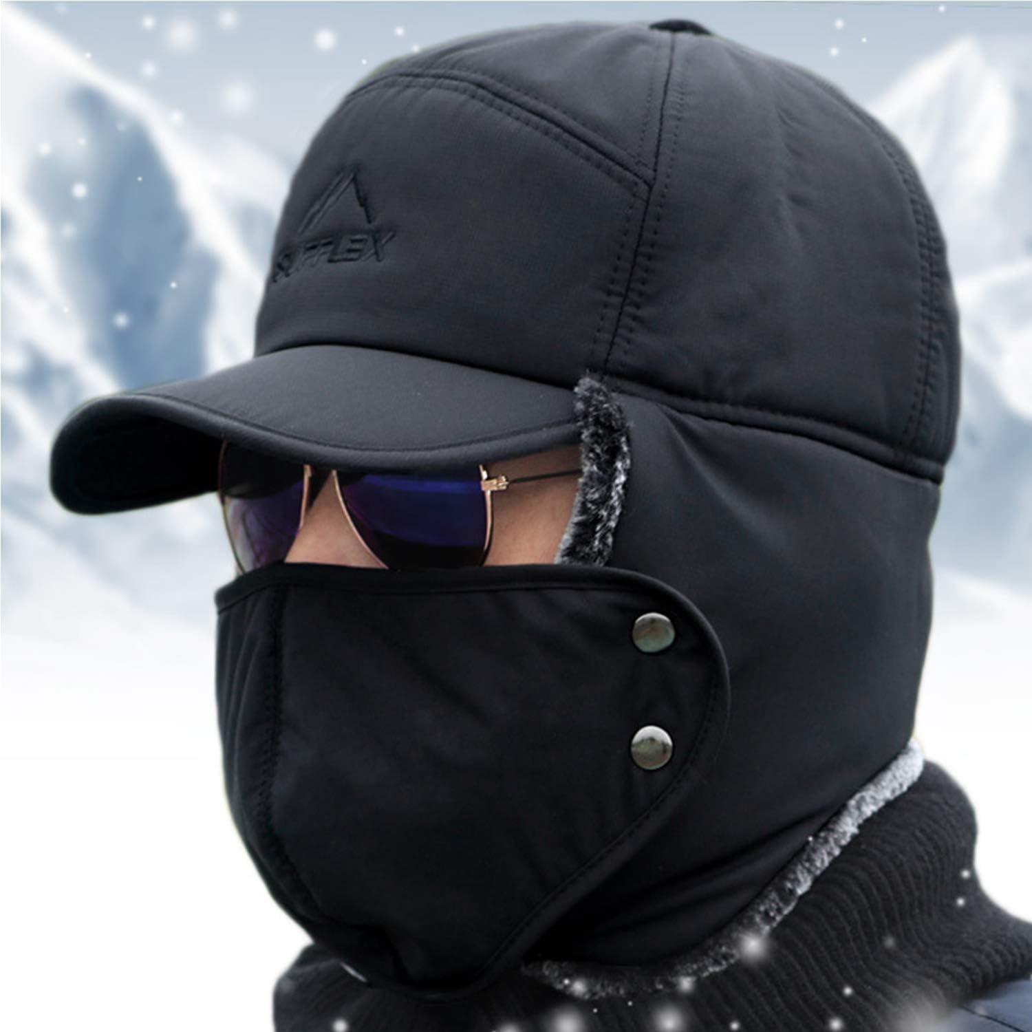 Unisex Winter Trooper Trapper Hat with Goggles Aviator Earflap Winter Ski  Warm Mask