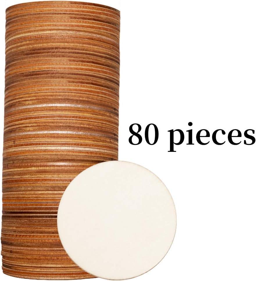 100 Pieces 4 inch Wooden Circles, Unfinished Round Wooden Cutouts, Natural Round Wood Slices for Drinks, DIY Crafts, Coaster, Painting, Staining, Lase