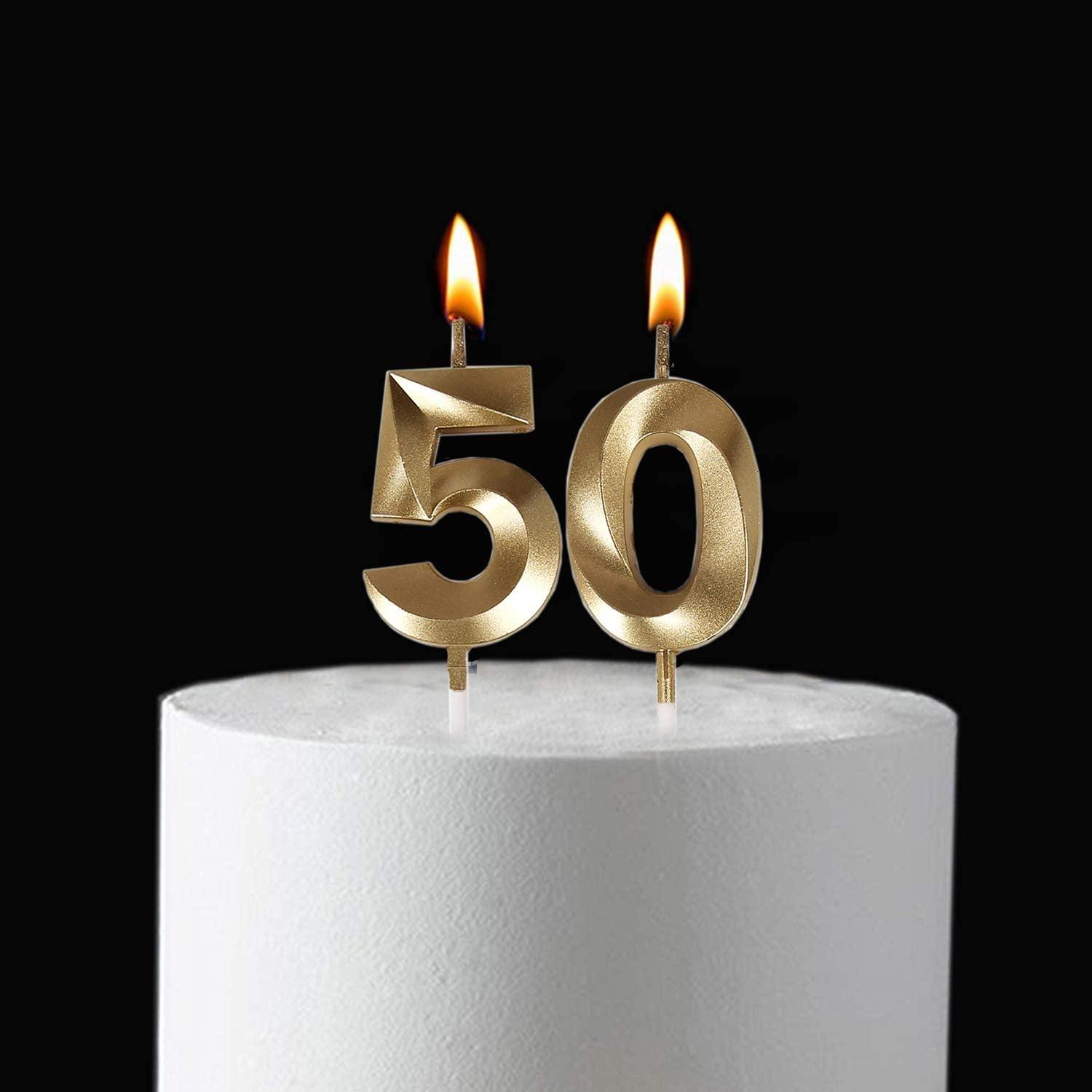 Bailym 50th Birthday Gold Number 50 Cake Topper Party Decoration