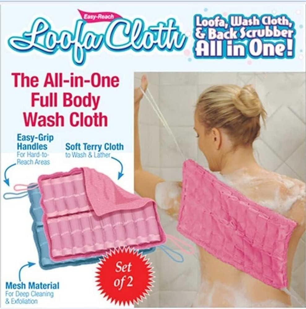 Easy Reach Loofa Cloth 2 Pack AllinOne Full Body Wash Cloth