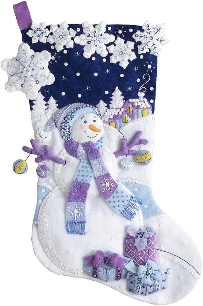 Bucilla Snowman's Winter Christmas Stocking - Felt Applique Kit