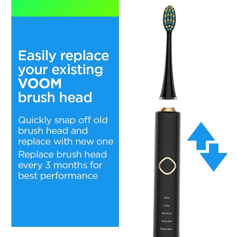 Voom Sonic Pro 7 Series Replacement Brush Heads in Black/White High