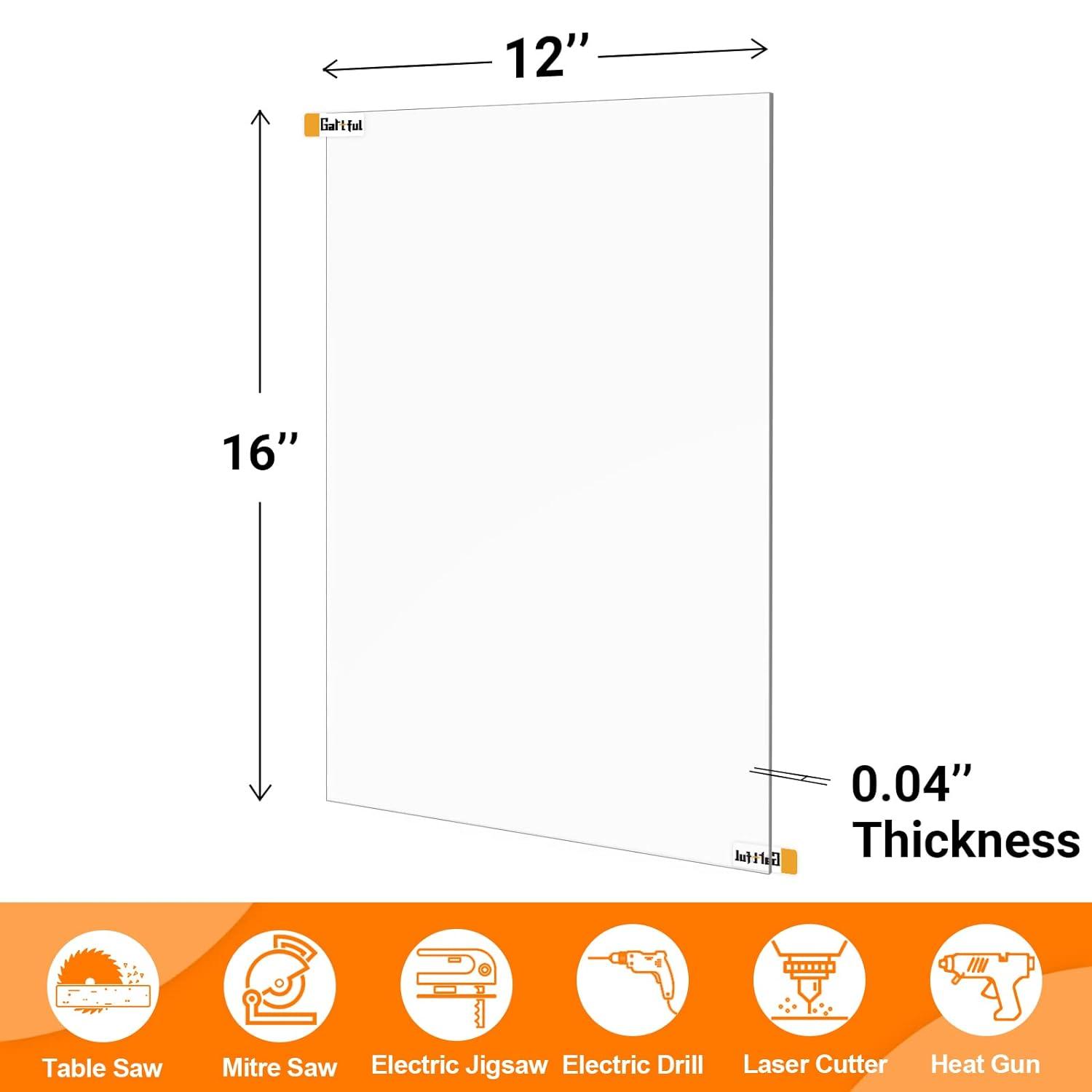 Plexiglass Sheet/Panel Acrylic 8 x 10 - 12 Pack PET Thick 0.04 Clear  Plexi for Picture Frame Replacement Glass Crafting Projects Cricut Cutting  Painting Cover Signs Display or Cut to Size. 12