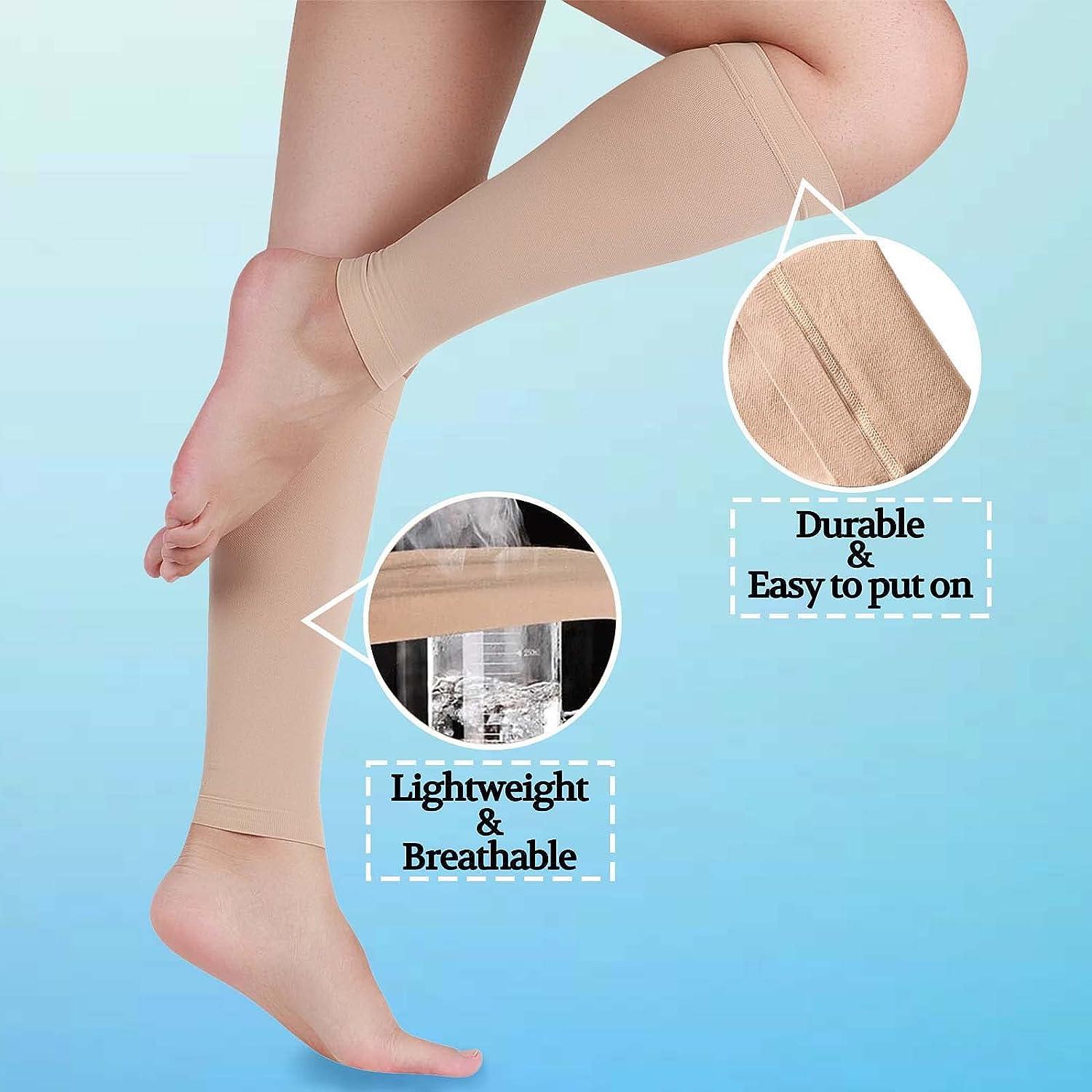 Lin Performance Medical Calf Compression Sleeve for Women and Men, 20-30  mmHg Lightweight Footless Socks for Nurses, Pregnant, Travel and Flight,  Varicose Veins, Post Surgery Recovery, Edema Beige X-Large