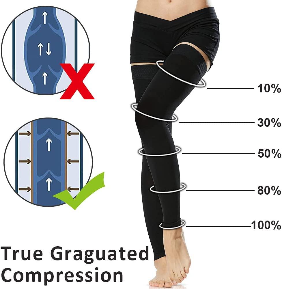 Ailaka 20-30 mmHg Compression Leg Sleeves for Women and Men, Graduated  Support Varicose Veins Footless Thigh High Stockings, Travel, Casual-Formal  Hosiery 2X-Large (Pack of 1) Black