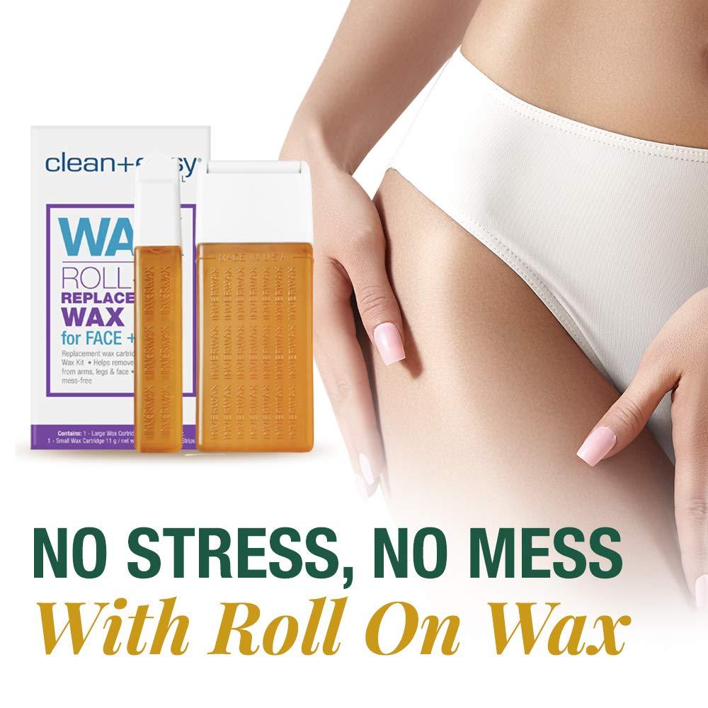 Clean + Easy RollOn Wax Cartridge Refills Replacement Kit For Face