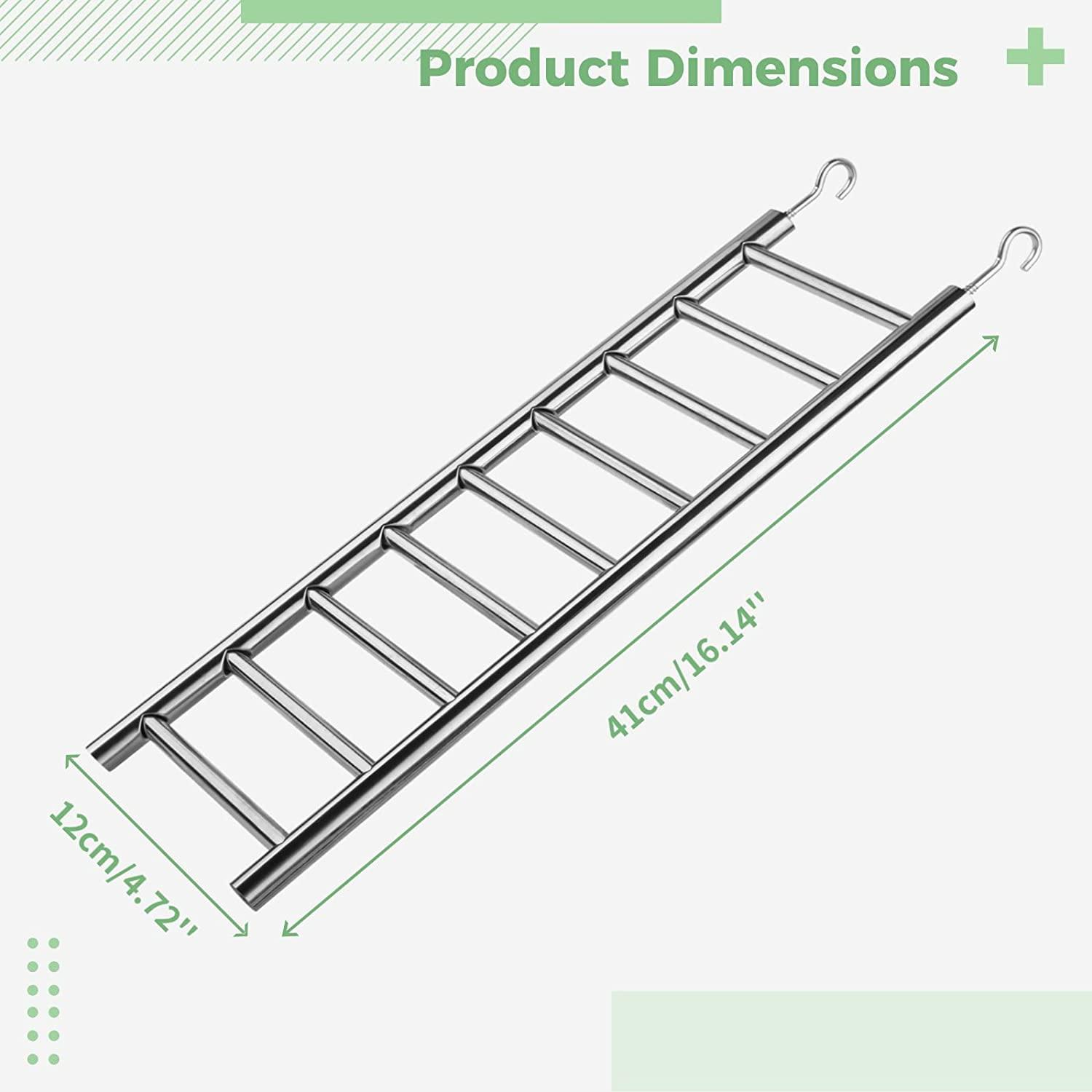 GEKMOR Parrot Ladder 9Step Stainless Steel Rustproof Metal Nonskid