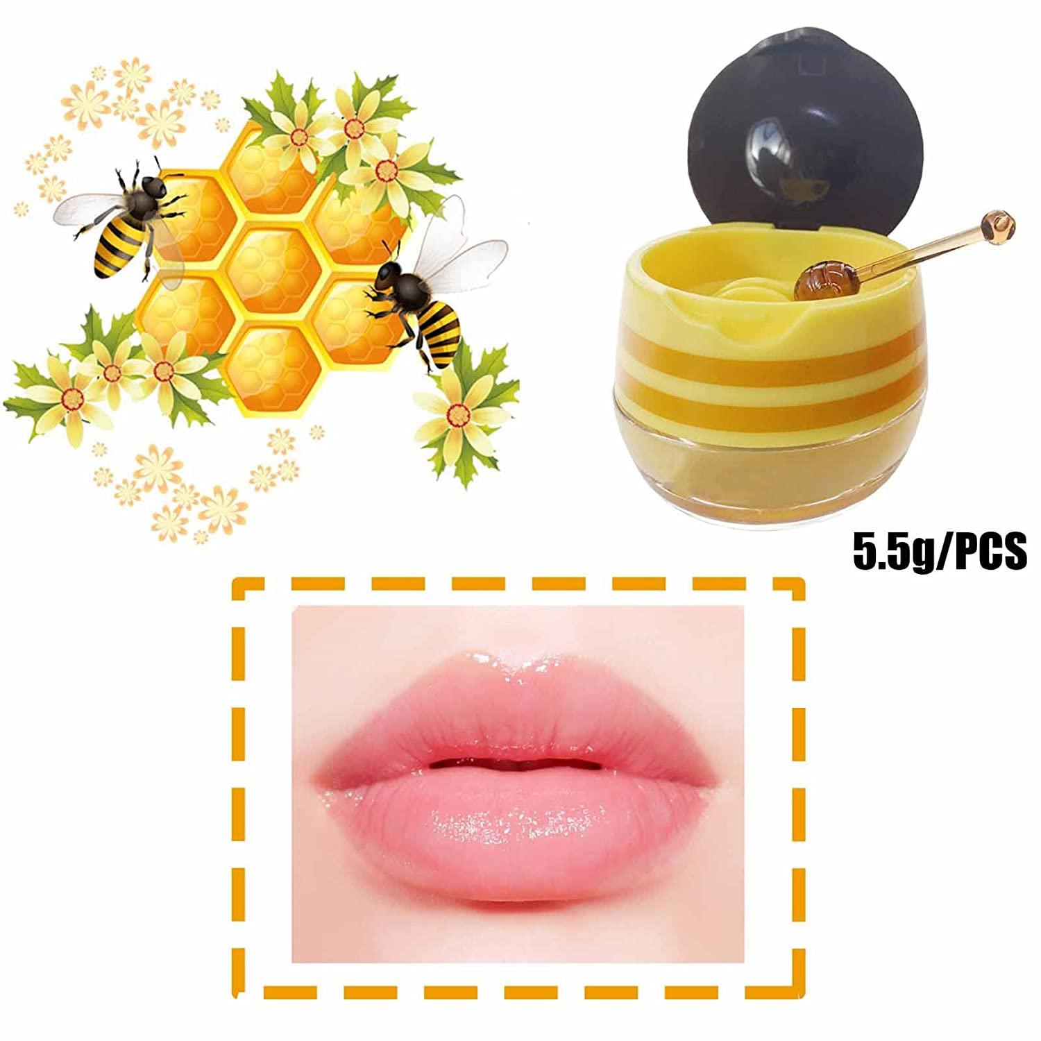 2PCS Bee Balm Lip Balm Honey Pot, Honey & Strawberry Propolis