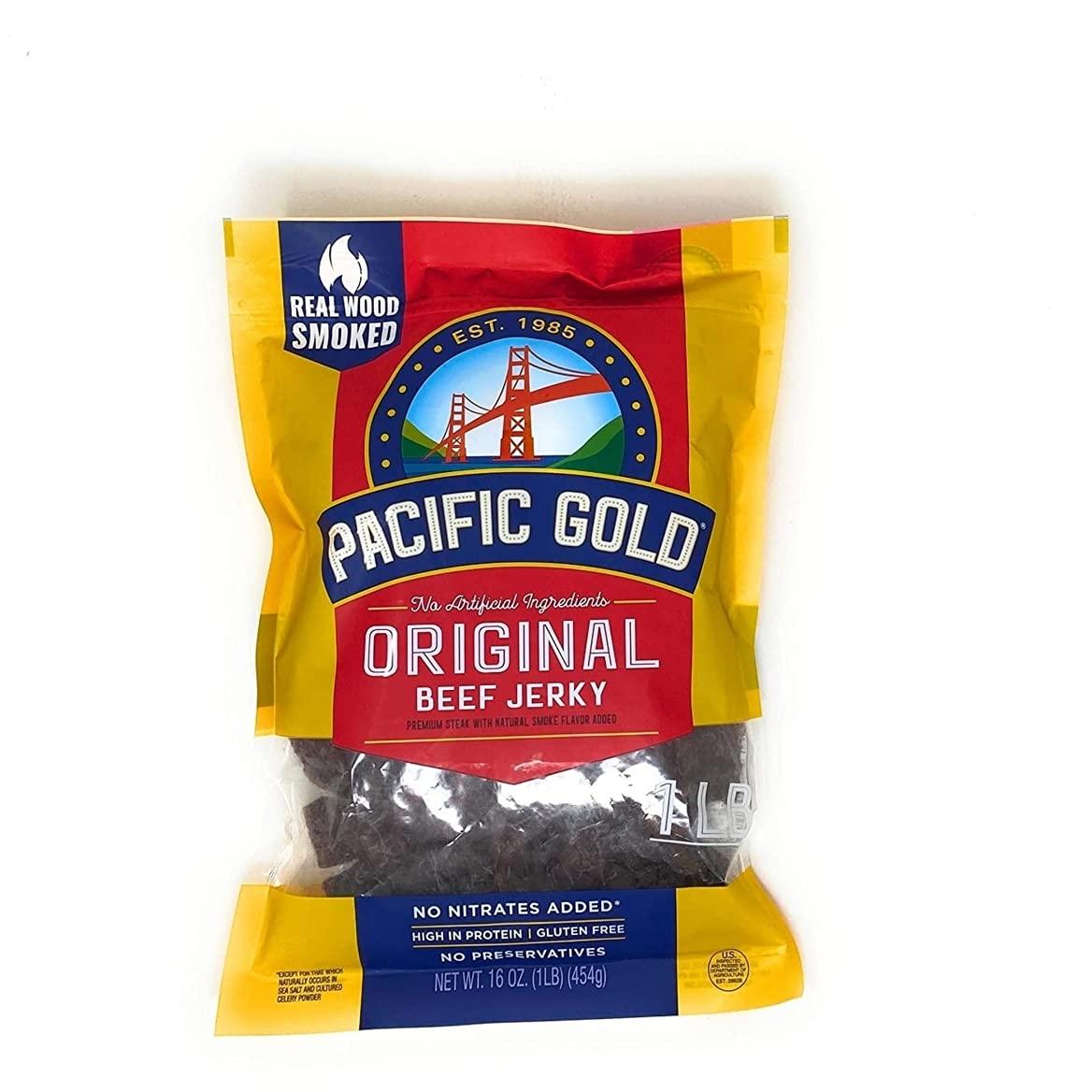 Pacific Gold Original Beef Jerky 1lb Bag Pack of 16 Premium Quality