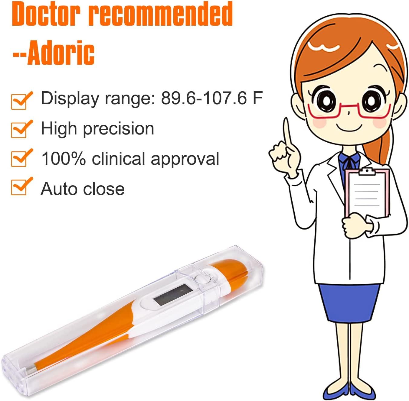Adoric Oral Thermometer, Accurate Fever Alarm Indicator, Digital