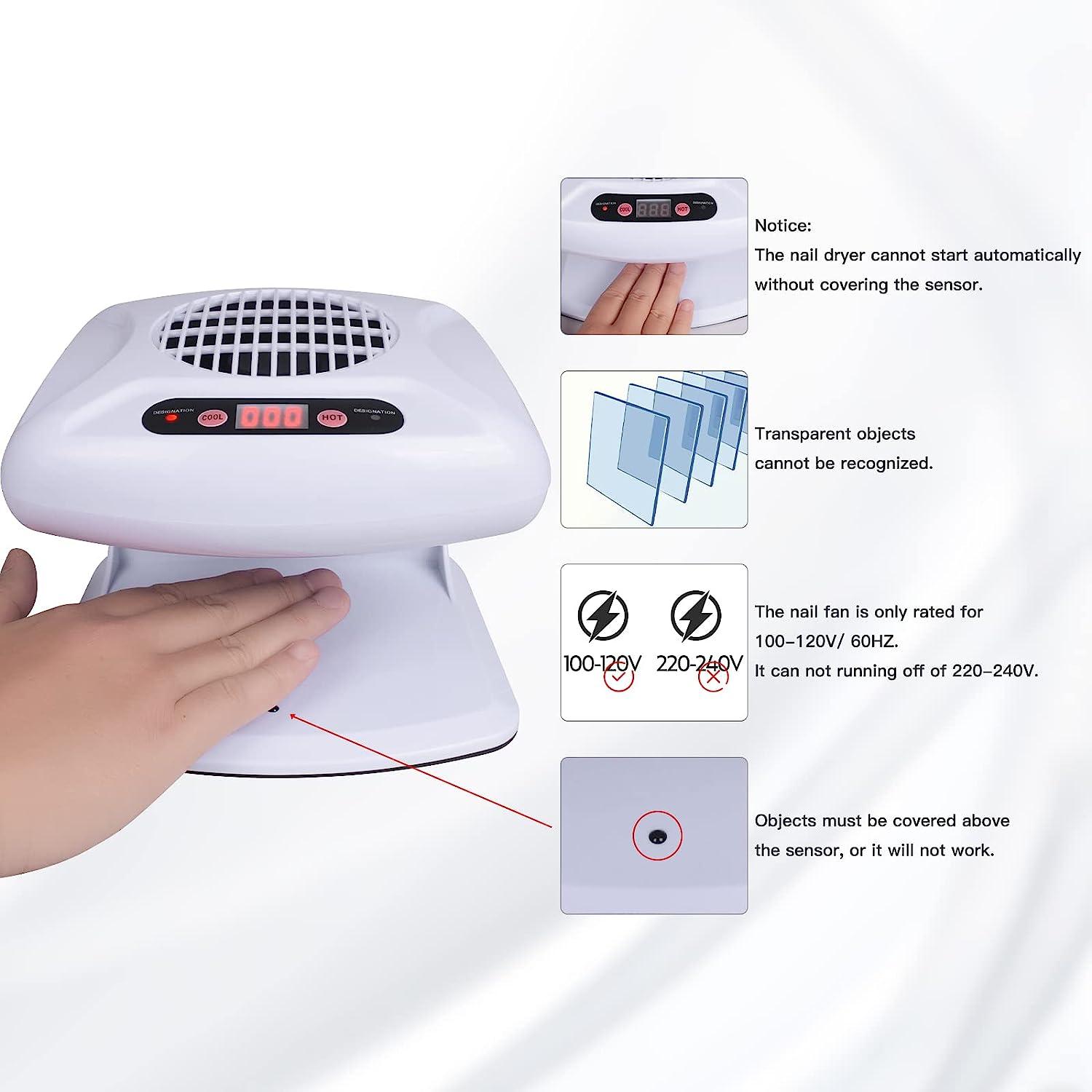 Air Nail Dryer with Automatic Sensor, 300W Timing Air Nail Fan Blow