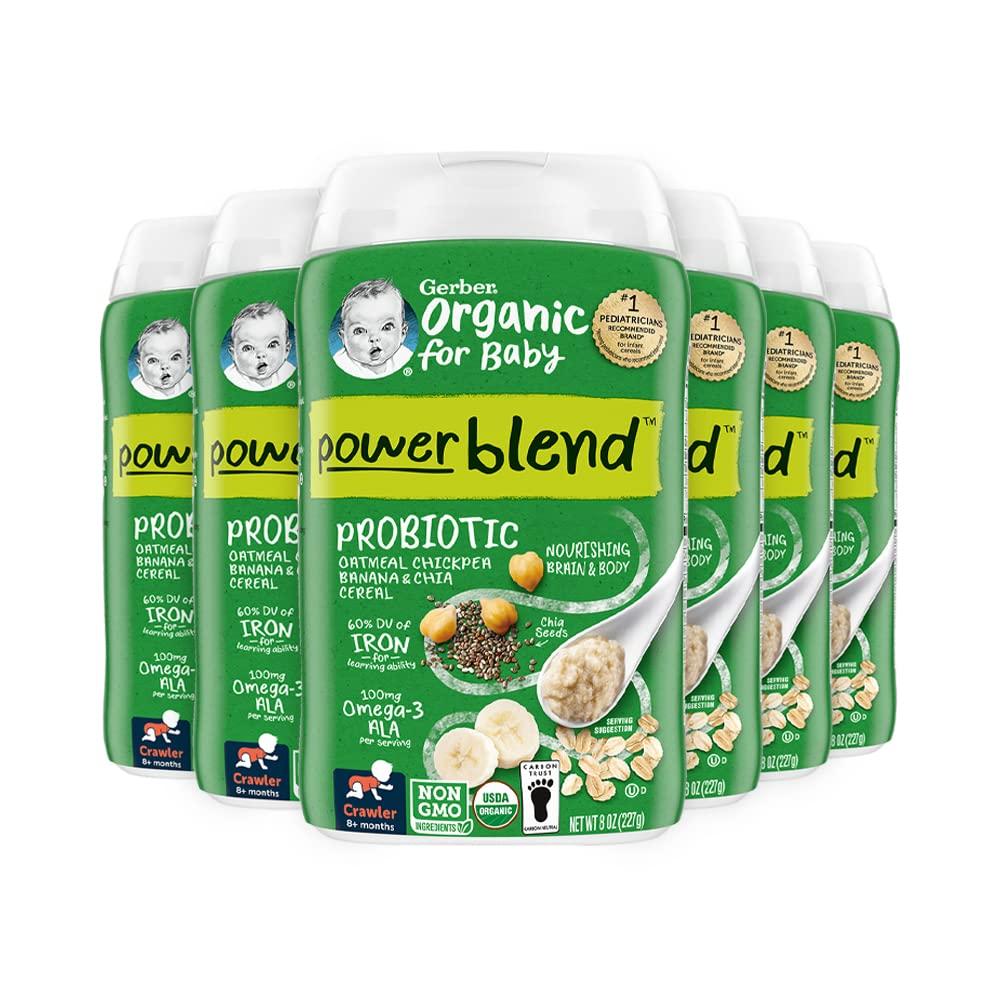 Gerber Organic Baby Food Crawler Powerblend Probiotic Oatmeal Chickpea
