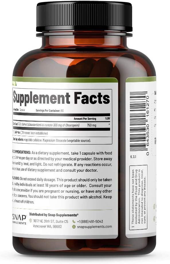 Olive Leaf Extract Capsules Super Strength 40 Oleuropein for Blood