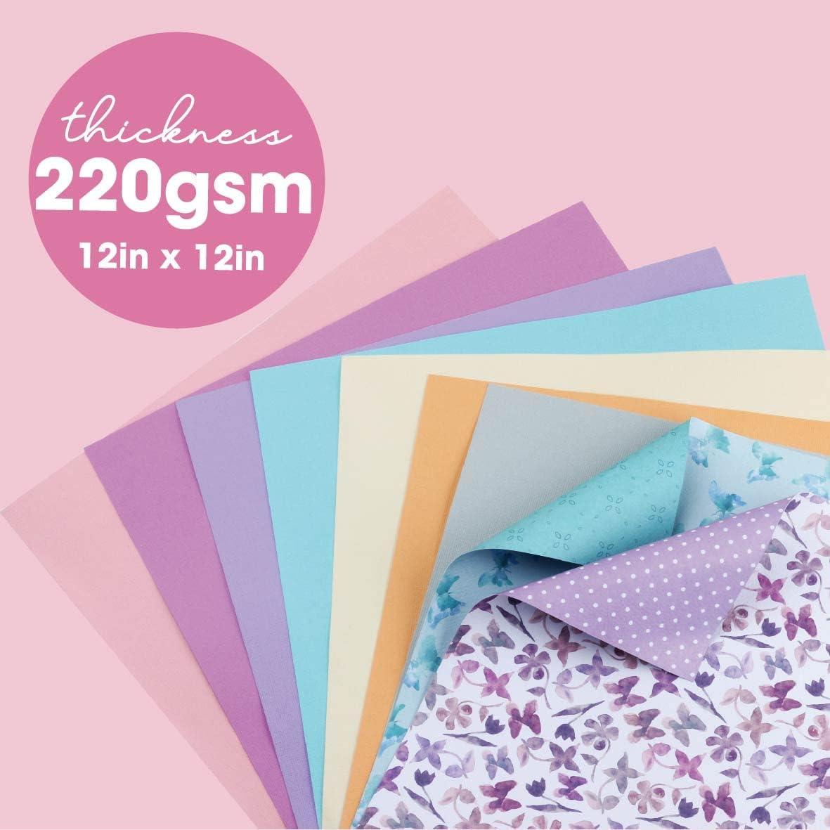 12x12 Double Sided Solid Colored Paper Pad Scrapbook Cardstock