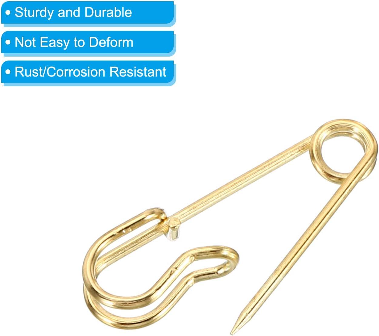 Safety Pins 1.5 Inch Large Metal Sewing Pins Gold Tone 50Pcs