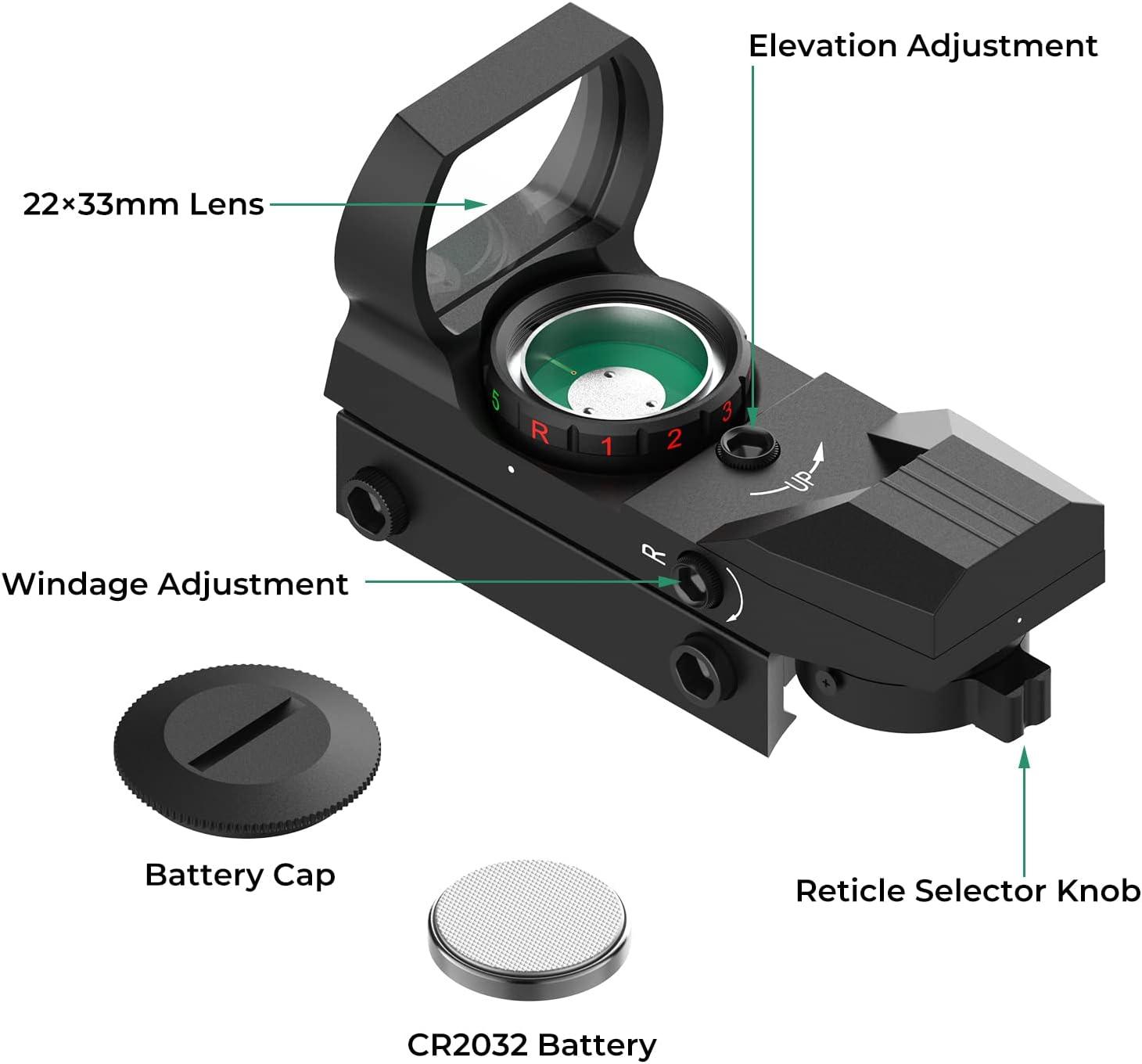 Reflex Sight, Ohuhu Red Green Dot Gun Sight Scope Reflex Sight