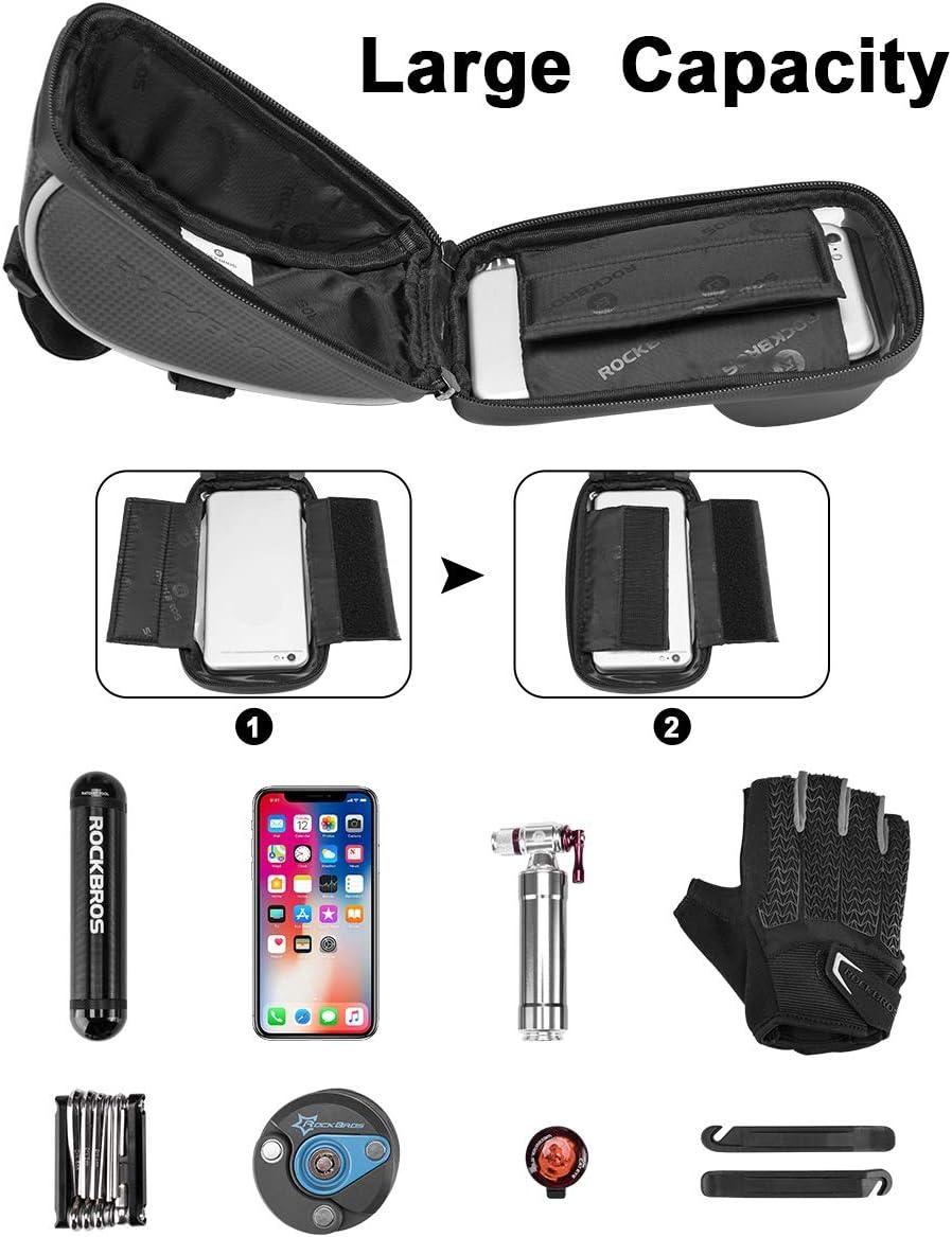 ROCKBROS Bike Phone Mount Bag Bike Front Frame Handlebar Bag