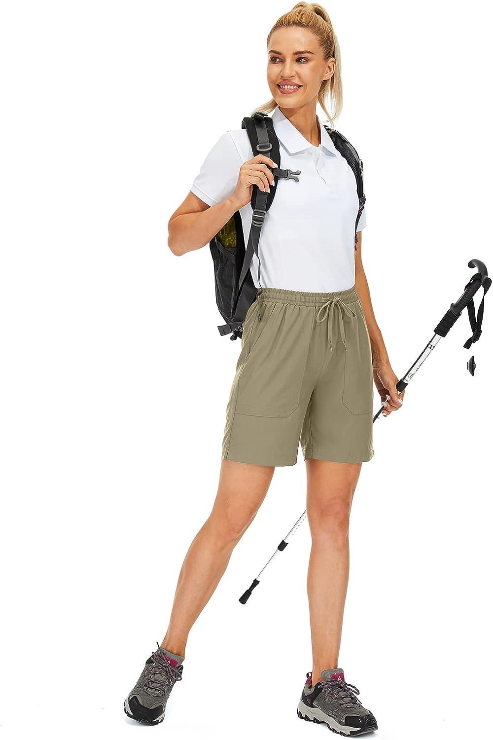 Women's Quick Dry Hiking Cargo Shorts - Lightweight UPF 50+ With Zipper Pockets