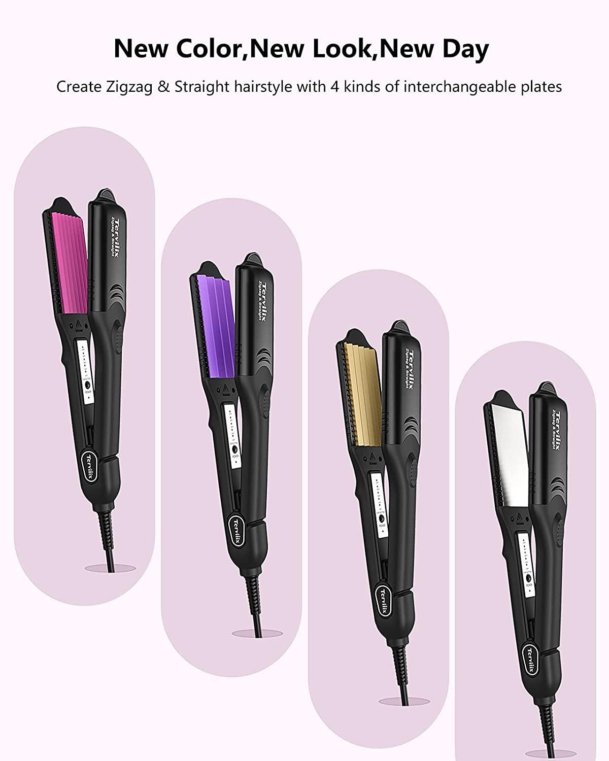 Terviiix Hair Crimper for Women 4 Interchangeable Plates, Keratin