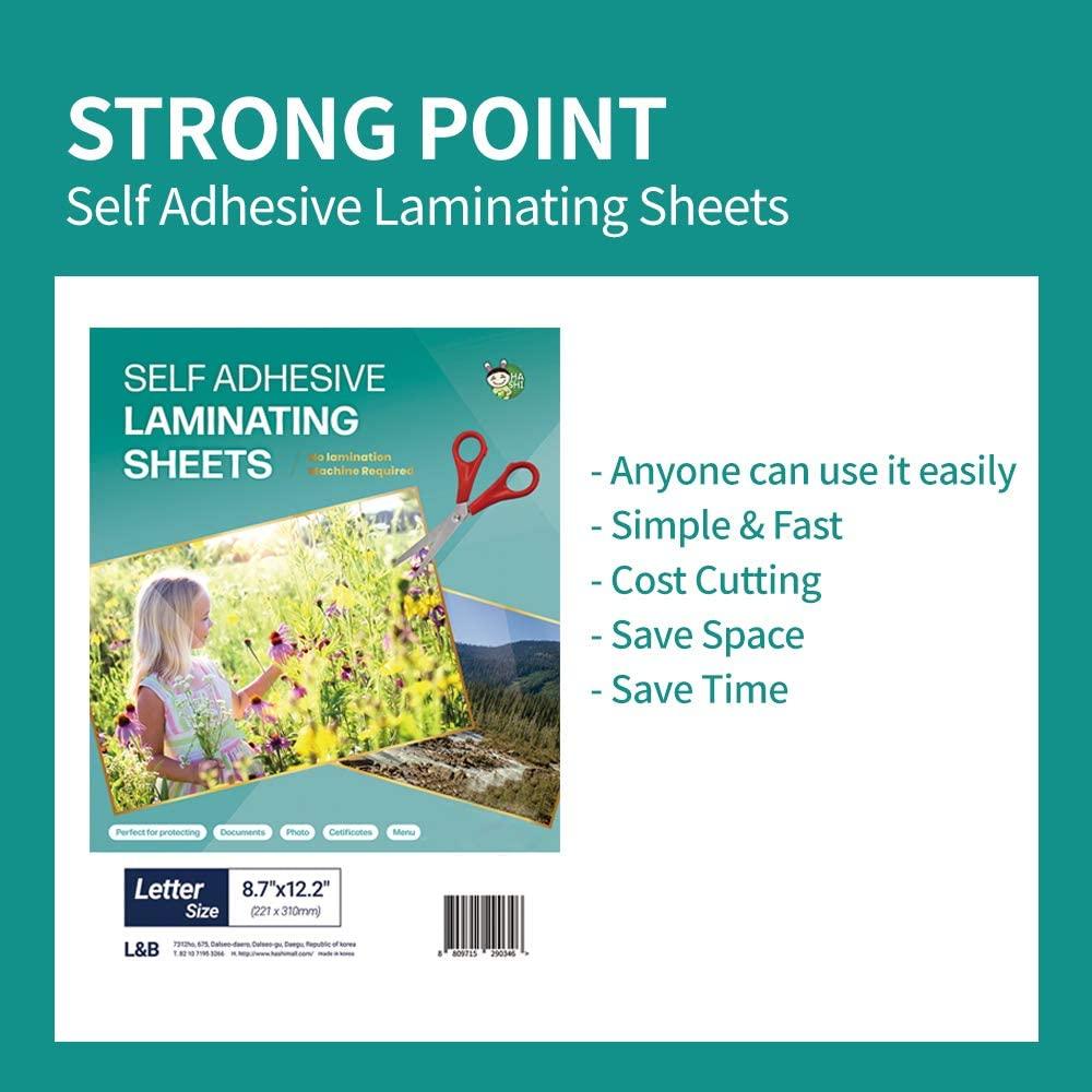 HA SHI Self Adhesive Laminating Sheets, Cold Laminate, self Seal, Plastic  Paper, 8.5 x 11 Inch (20 Sheets)