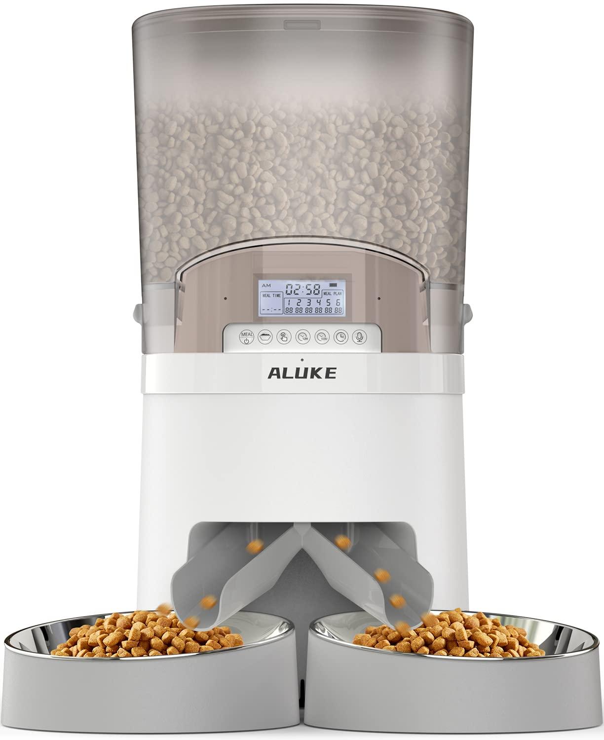 ALUKE Automatic Cat Feeder for Two Cats 6.5L Dry Food Dispenser with