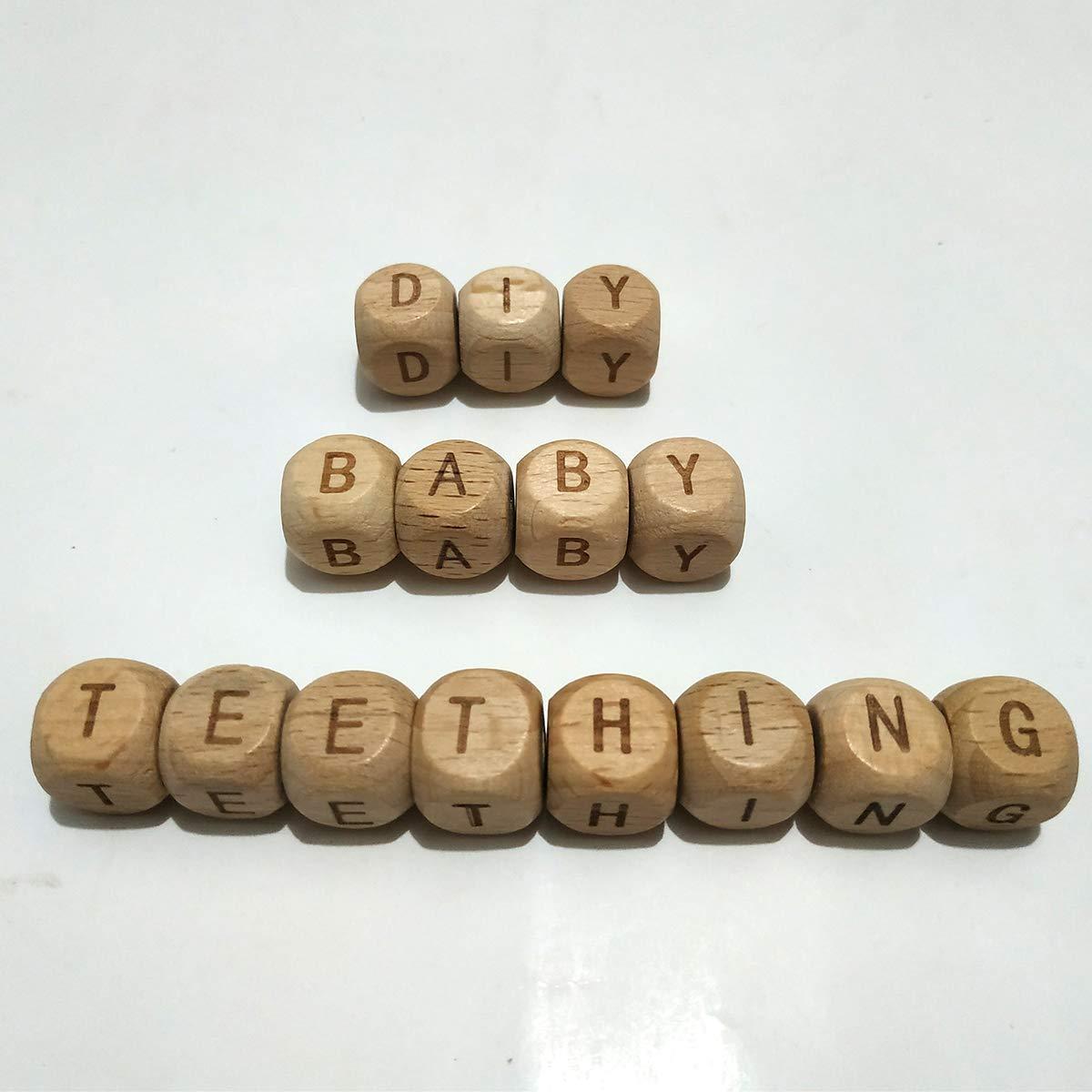 12MM Square Wood Letter Beads
