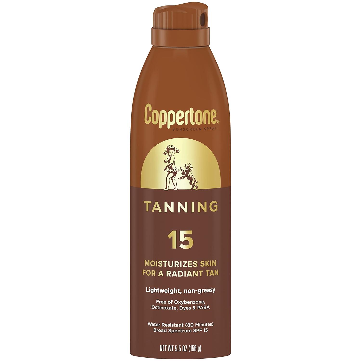 Coppertone Tanning Sunscreen Spray SPF 15 - Pack of 3, 5.5 oz each