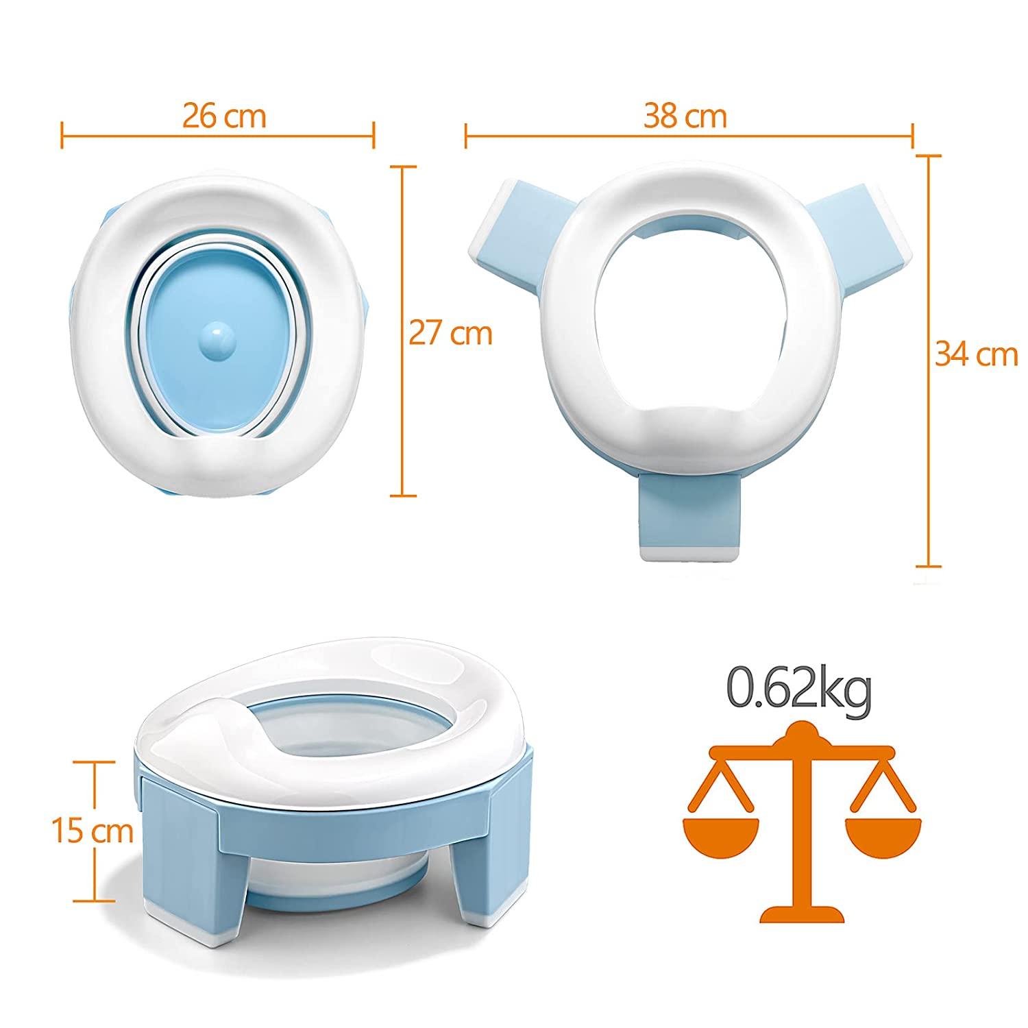 Portable Potty for Toddler Travel Seat Foldable Car Potty Training Toilet  with Travel and Storage Bag Kids for 24M- 3 Years(Blue)