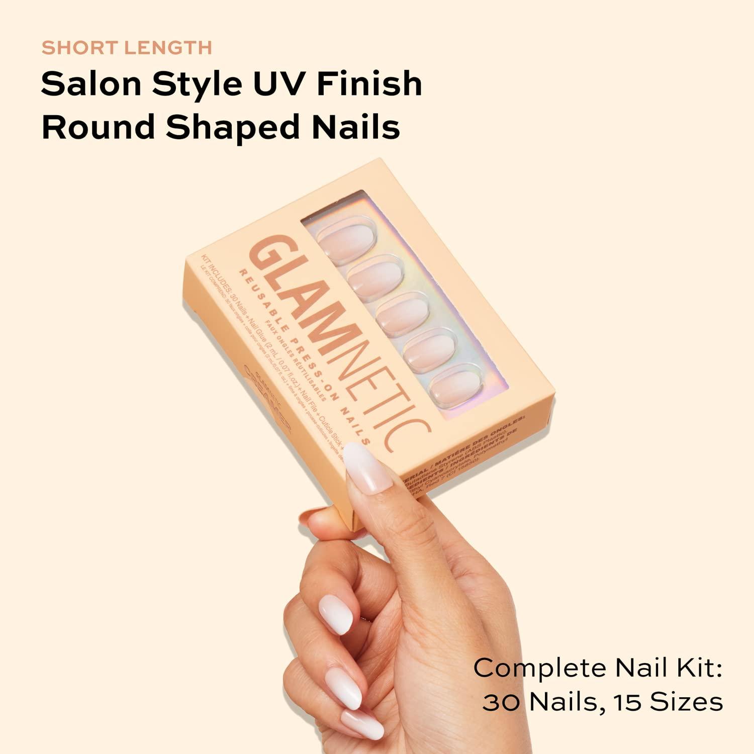 Press On Nails Creamer UV Finish Neutral Ombre Short