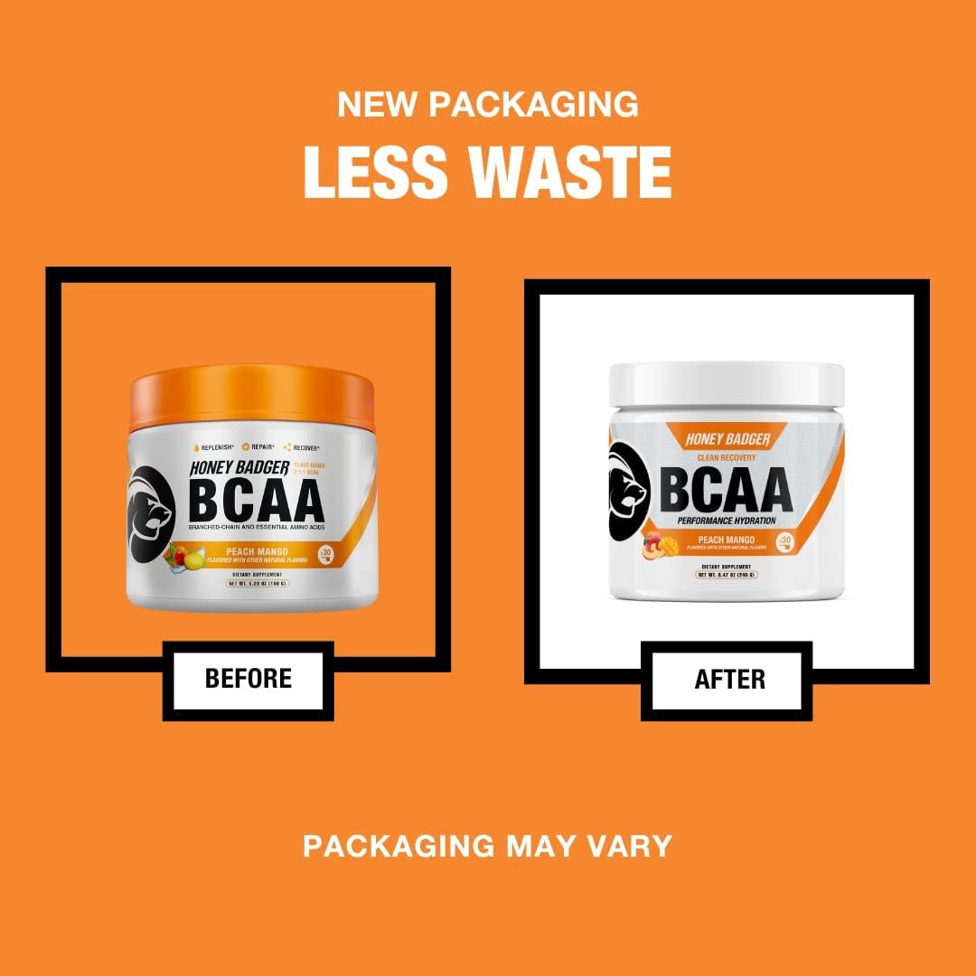 Honey Badger BCAA Amino Acids Powder Vegan Keto Peach Mango BCAAs