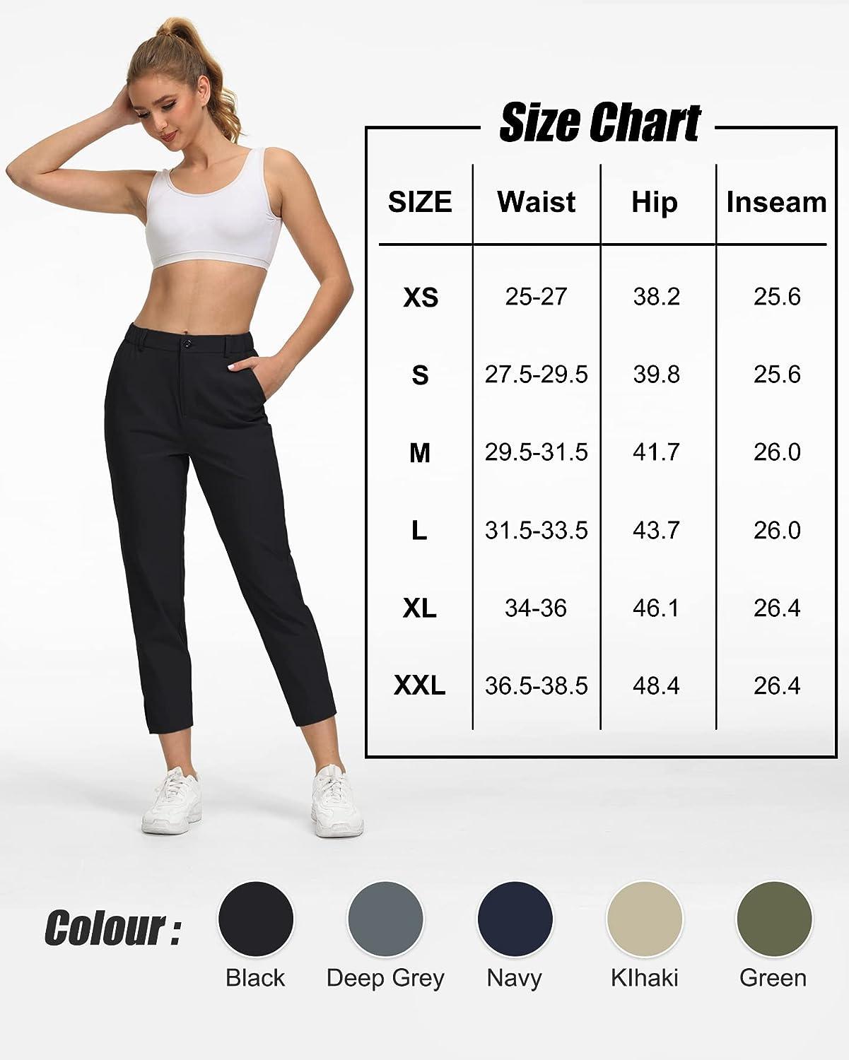 Capol Women's Golf Pants Petite Stretch Work Pants for Women Business  Casual High Waisted Ankle Pants with Pockets Black Large
