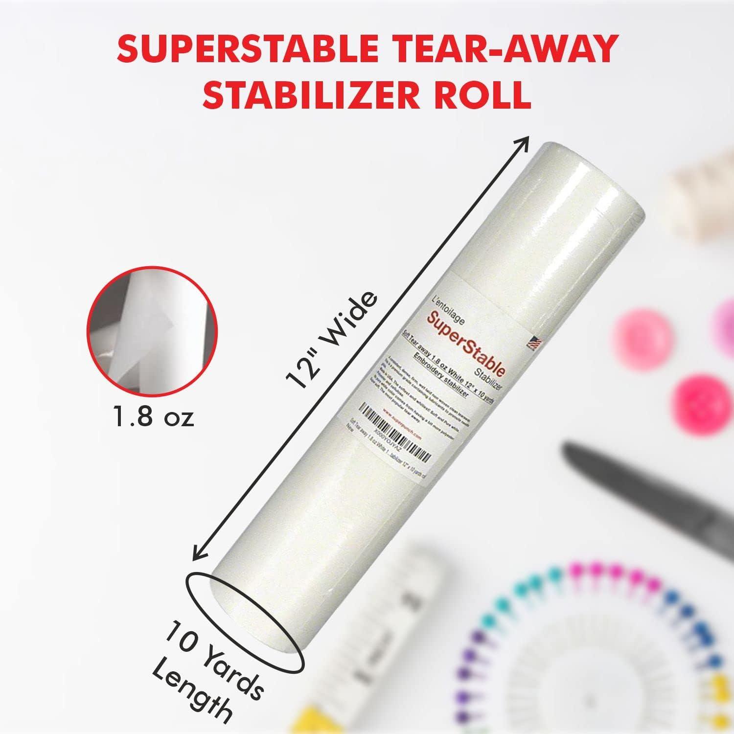 Superpunch 2.5 oz White Tear Away Stabilizer for Caps - 500 Precut Sheets  4x7 Inch, SuperStable Tearaway Machine Embroidery Stabilizer for Commercial