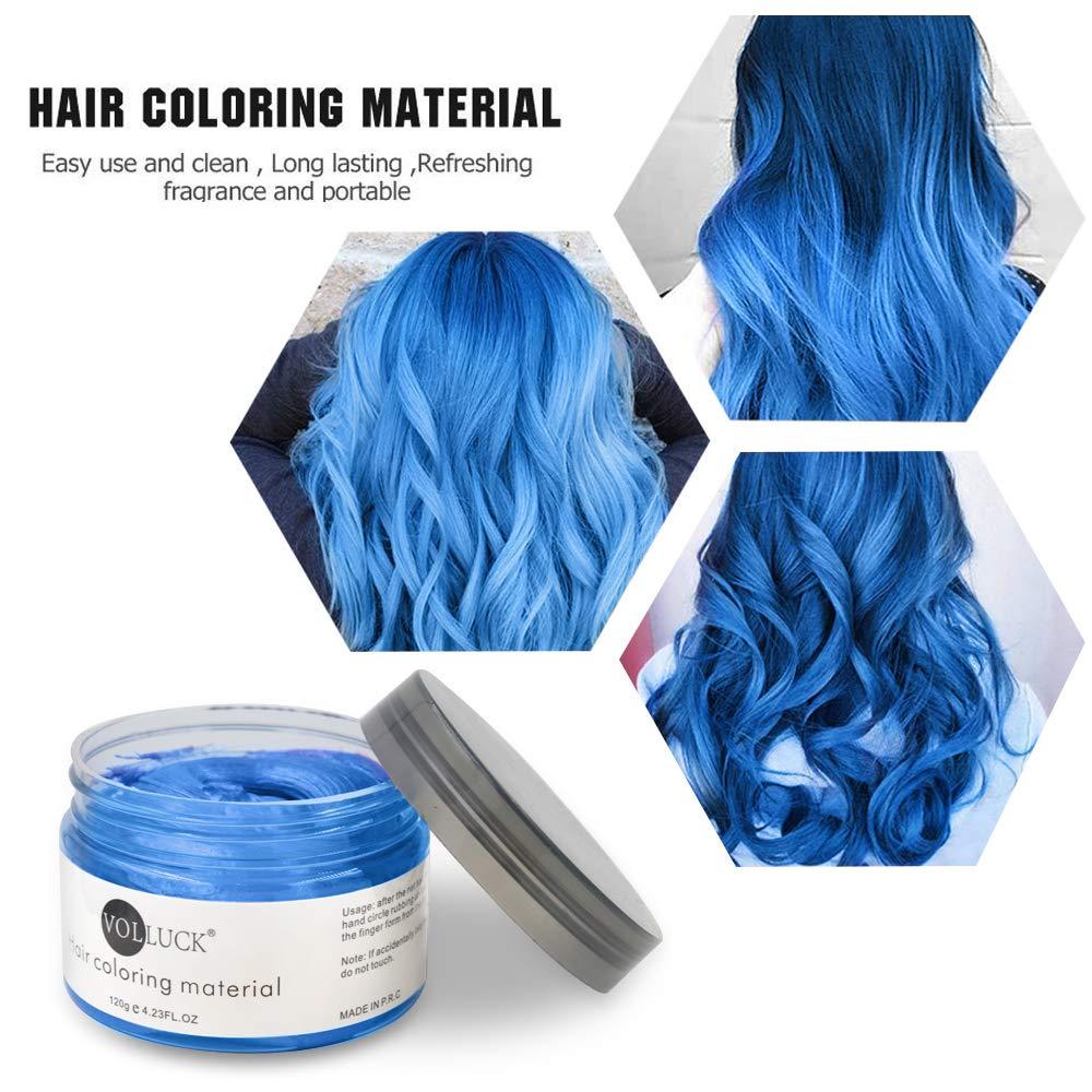 Blue Hair Coloring Wax Temporary Hair Clay Pomades  oz,Natural Hair Dye  Material Disposable Hair Styling Clay Ash for Cosplay,Halloween,Party #07  Blue