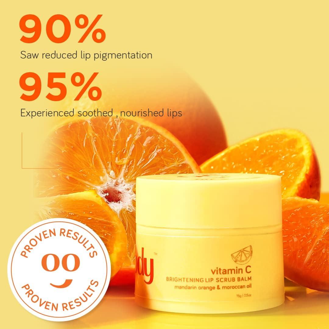 vitamin c lip scrub Vitamin C Lip Scrub Balm - 85% Dark Lip Reduction Heals Chapped Lips  Mandarin Orange & Argan Oil 100% Vegan - 15gm for Men & Women | Buy Now  with Express International Delivery