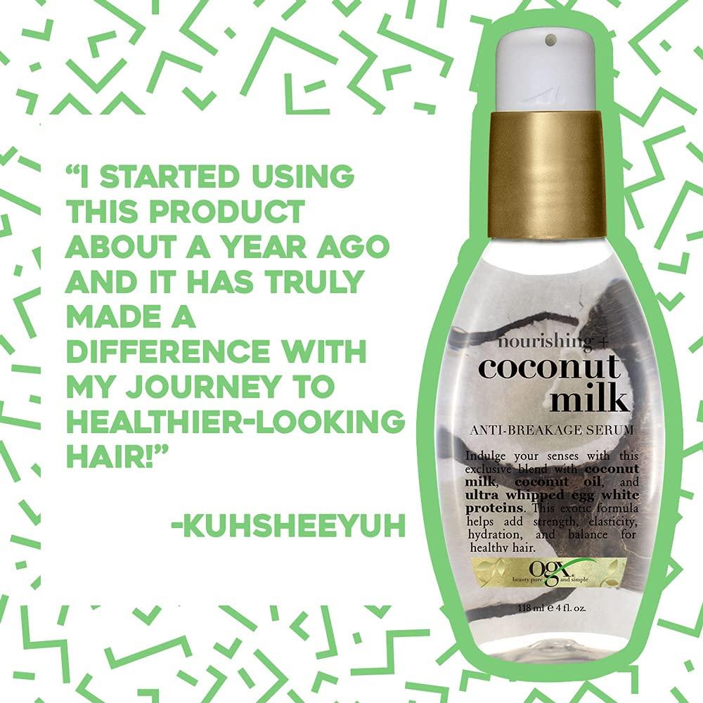 OGX Nourishing + Coconut Milk AntiBreakage Serum, 4 Fl Oz