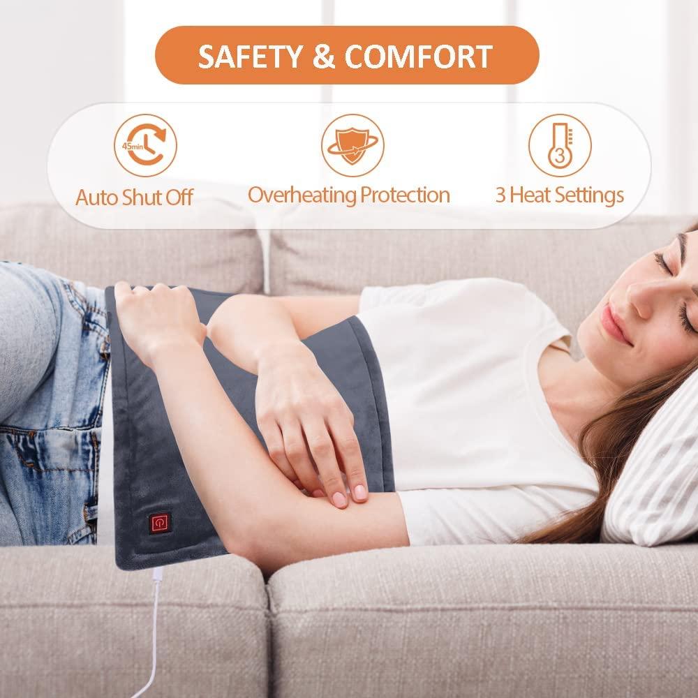 Comfheat USB Heating Pad for Pain Relief, Portable Heated Car Travel Blanket Pads Heat Settings