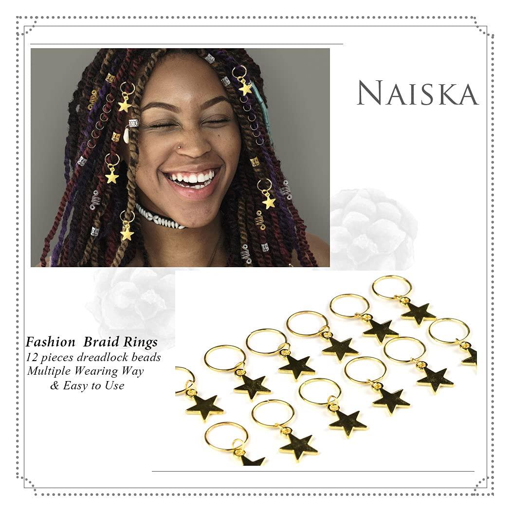 NAISKA Gold Hair Jewelry for Braids with Crystal Star Heart Hair Charms Loc  Dreadlock Braid Accessories Shiny Hair Accessories Decoration Hair Clips