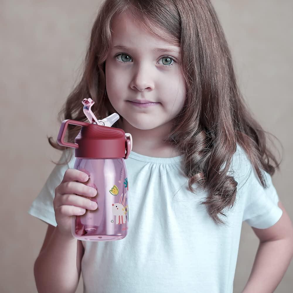 MIINIIMO (14oz/18oz Toddler Water Bottle/Kids Water Bottle Tritan BPA-Free  silicone spout, straw, Leak-Proof Locking Flip Lid, Carrying Loop