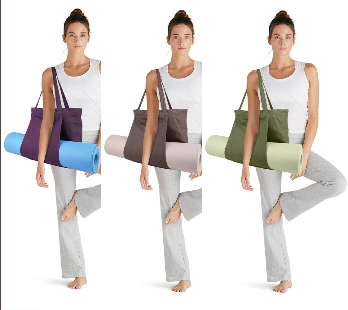 Cwokarb Women Yoga Mat Bag Carrier Shoulder Bag Carryall Canvas