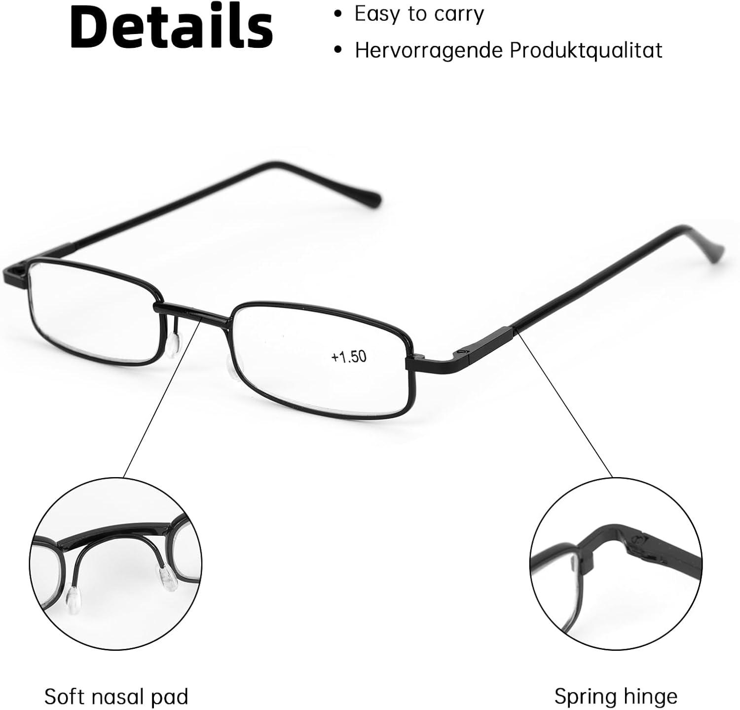 Rucudim Pairs Metal Reading Glasses Men's Women's Anti-Blue