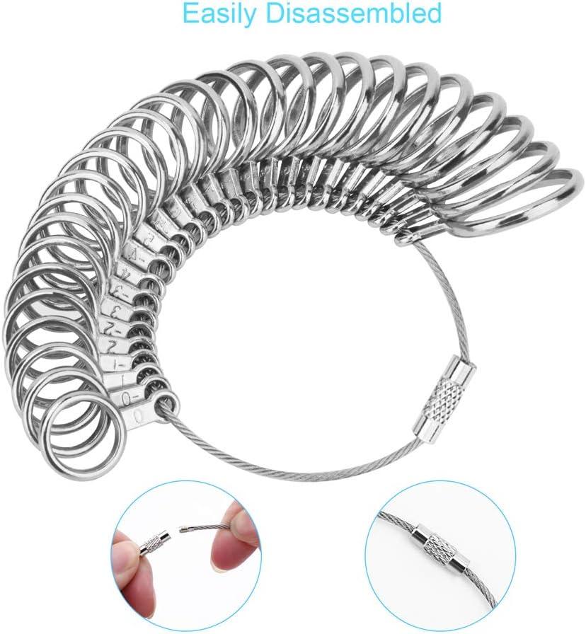 Ring Sizer Measuring Tool Kit Upgraded, 27 PCS Stainless Steel Measuring Ring Tool, US Ring Size 0-13 With Half Size, 2 PCS Reusable Finger Size 1-17
